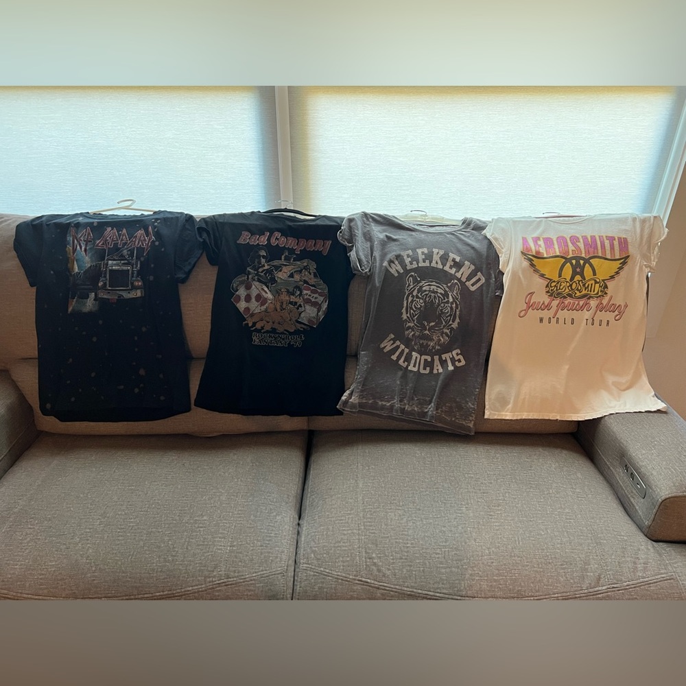 Recycled Karma Graphic Tees in Black, and White
